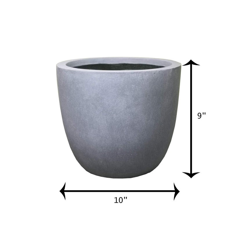 Kante 10 Inch Dia Round Concrete Planter, Indoor Outdoor Large Plant Pot with Drainage Hole and Rubber Plug for Home Patio Garden, Slate Gray - Image 5